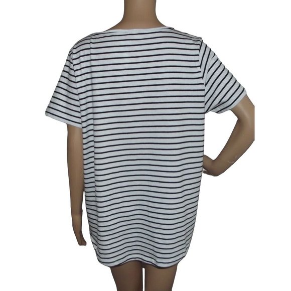 Studio II Sizes 2X/3X White Navy Blue Striped V-neck T-Shirt 100% Cotton - Picture 6 of 9